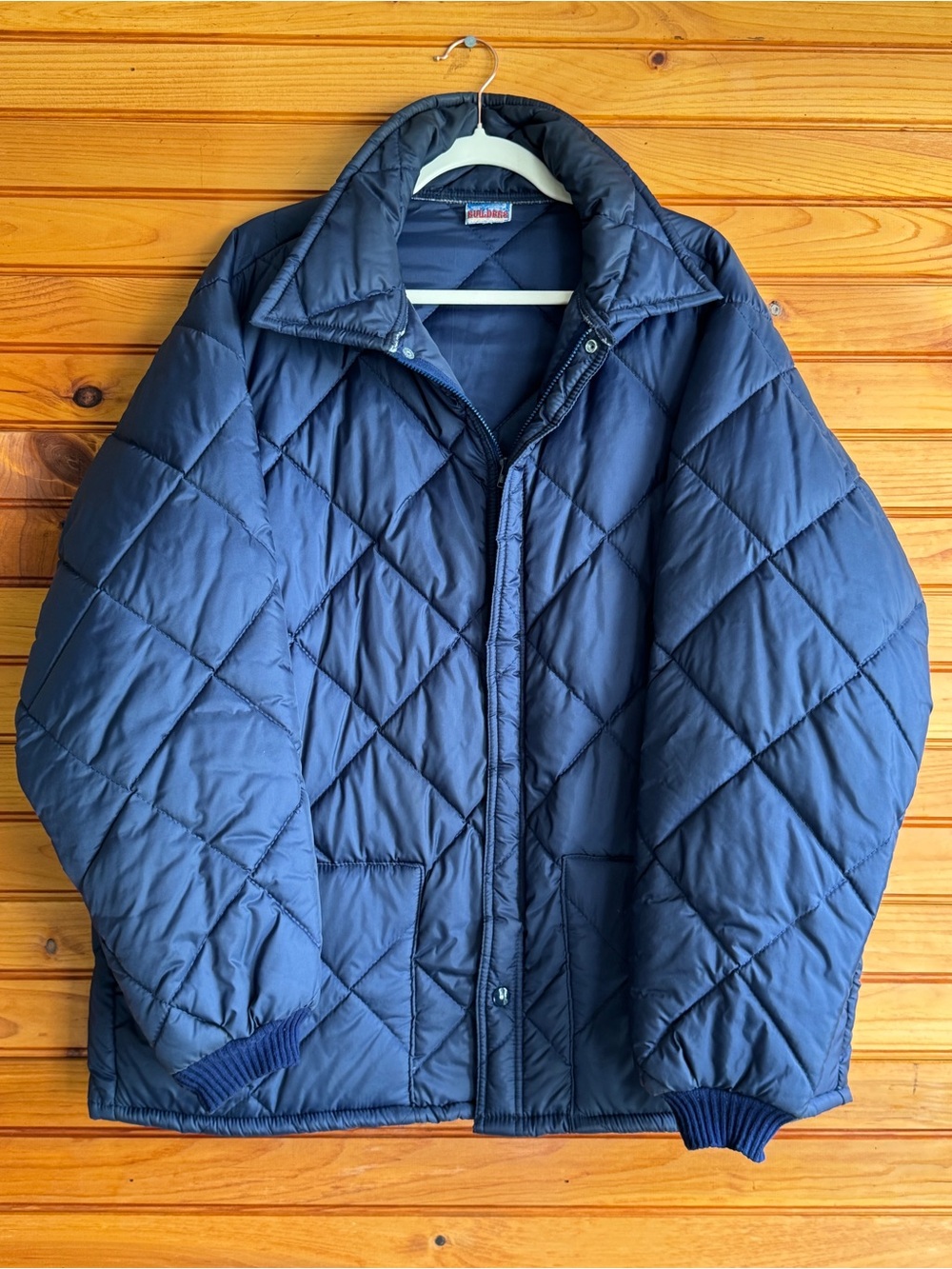 Vintage 90s Quilted Puffer Jacket XL Navy Oversized Workwear Builders